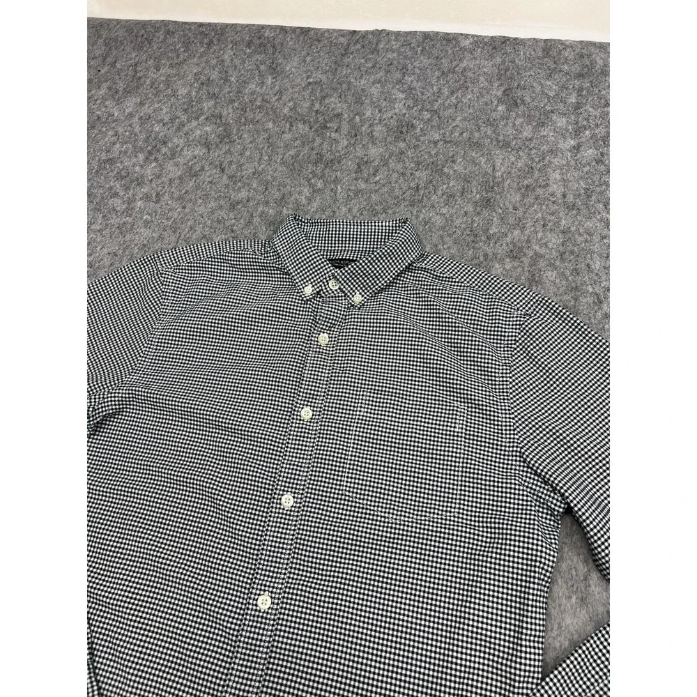 Banana‎ Republic Shirt Mens S Black Check Grant Fit Oxford Button Career Office